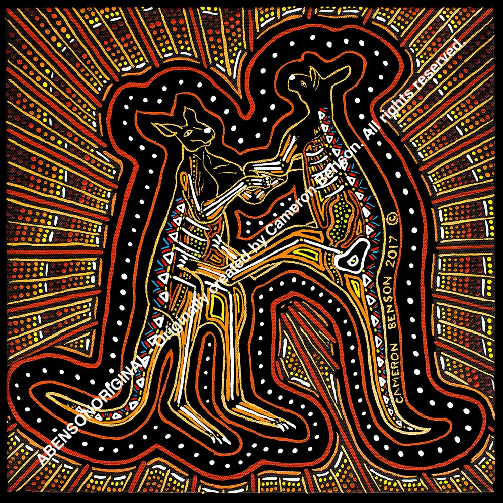 067 Fighting Kangaroos A4 - Square Print