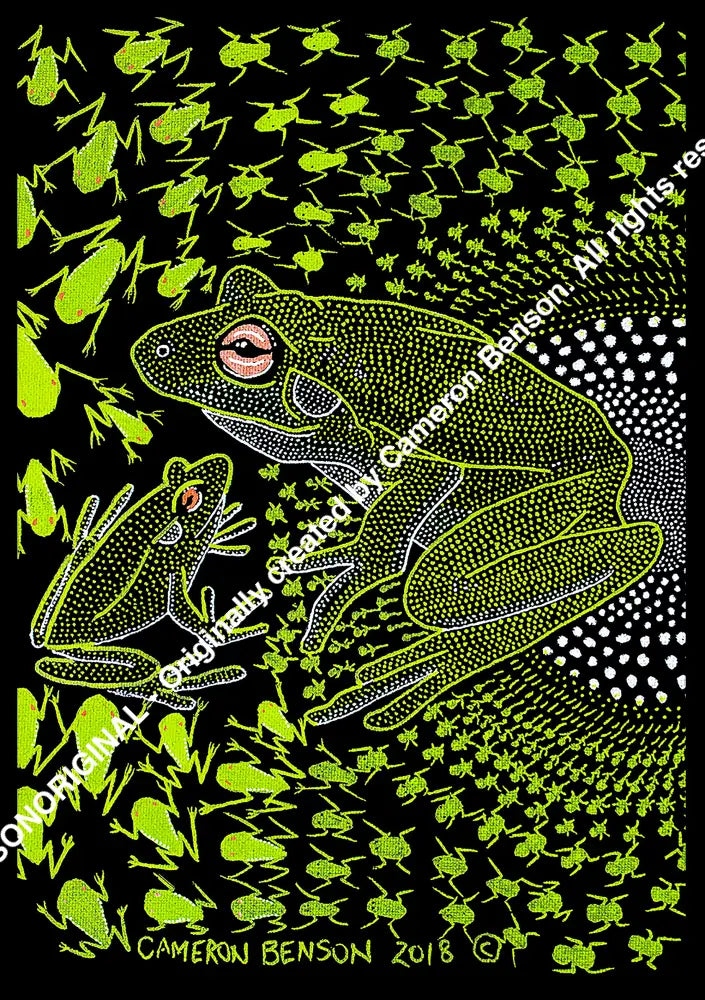 074 Green Tree Frog A4 - Portrait Print