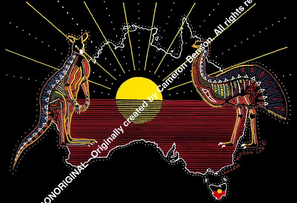 082 Aust Kangaroo & Emu A4 - Landscape Print