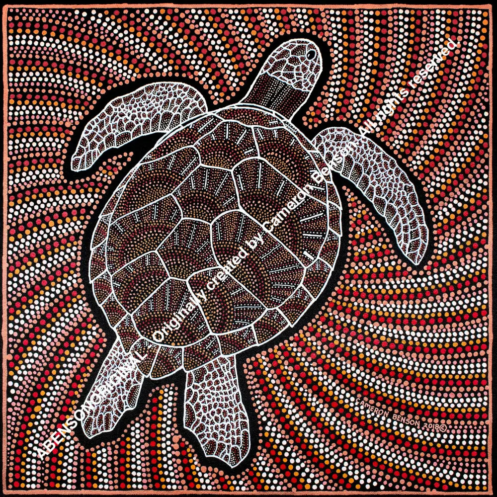 086 Sea Turtle Metallic Cotton Rag Print