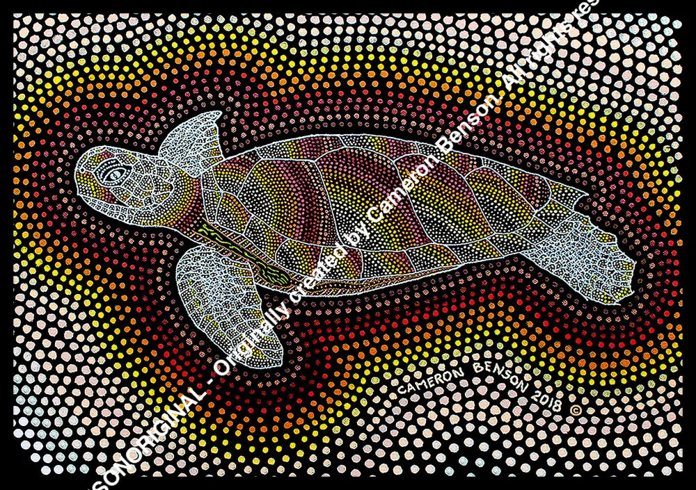 090 Turtle Side View A4 - Landscape Print