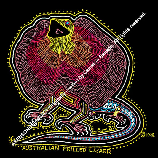 018 Frilled Neck Lizard White Yellow A4 - Square Print