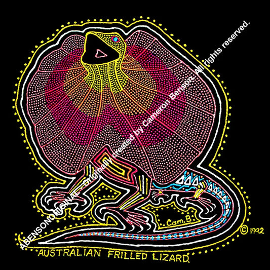 018 Frilled Neck Lizard White Yellow Acrylic Coaster