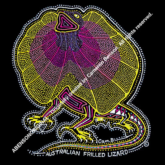 024 Frilled Neck Lizard White Yellow Magnet