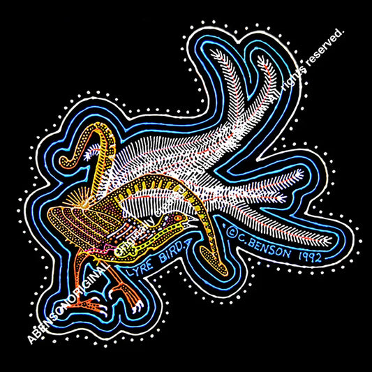 025 Lyre Bird Yellow Green Glass Coaster