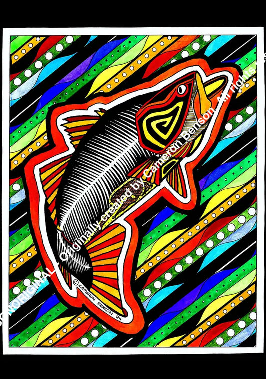 035 Single Fish On White A4 - Portrait Print