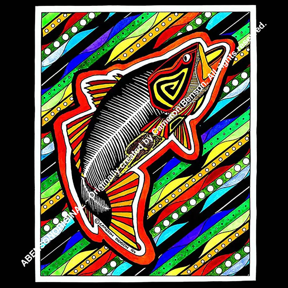 035 Single Fish On White Magnet