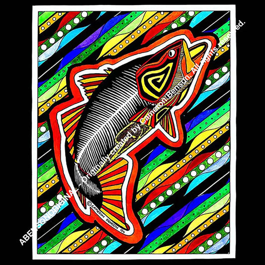 035 Single Fish On White Magnet