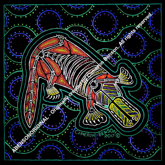042 Platypus Blue Green Waterholes A4 - Square Print