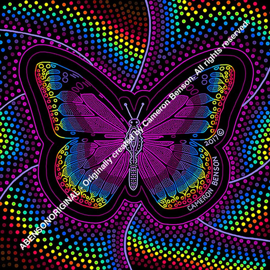 043 Rainbow Butterfly Cotton Rag Print