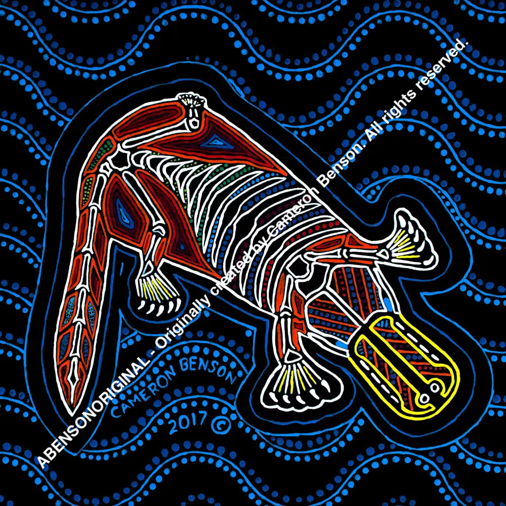 044 Platypus Blue Waves A4 - Square Print
