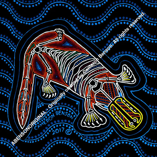 044 Platypus Blue Waves A4 - Square Print