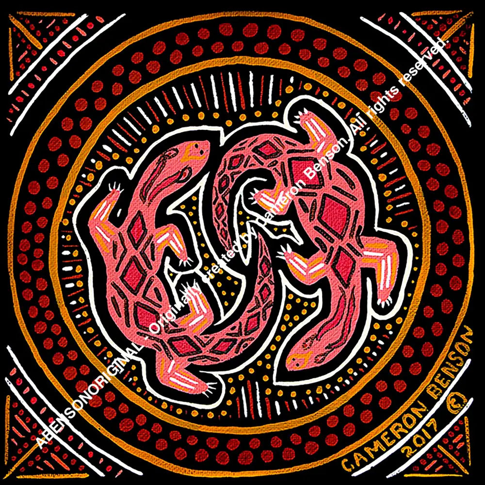 064 Two Lizards Glass Coaster