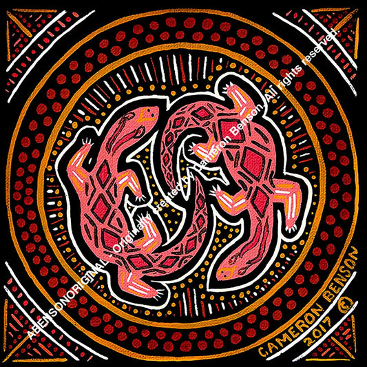 064 Two Lizards Glass Coaster