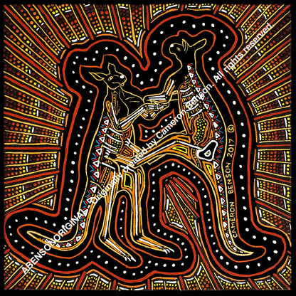 067 Fighting Kangaroos A4 - Square Print