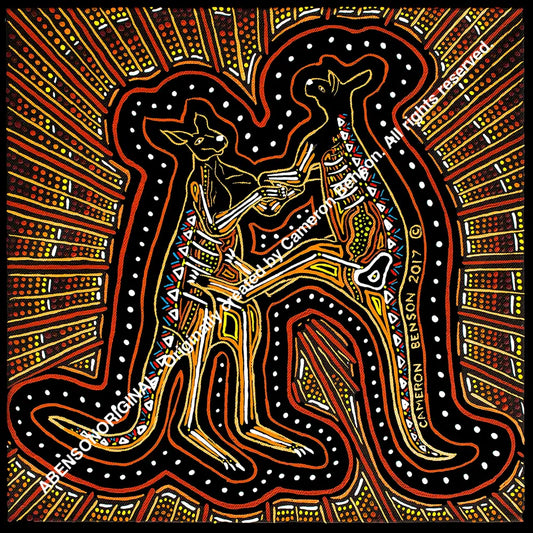 067 Fighting Kangaroos A4 - Square Print