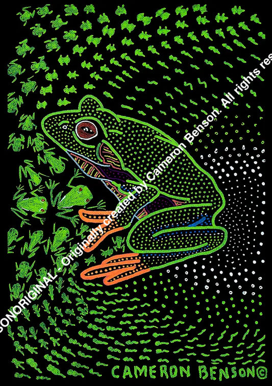070 Green Tree Frog A4 - Portrait Print