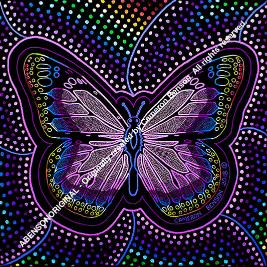 085 Rainbow Butterfly Cotton Rag Print