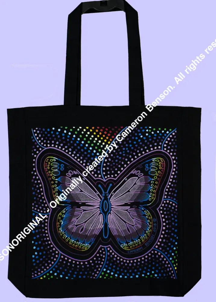085 Rainbow Butterfly Tote Bag