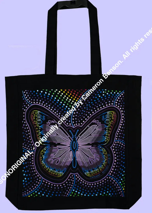 085 Rainbow Butterfly Tote Bag