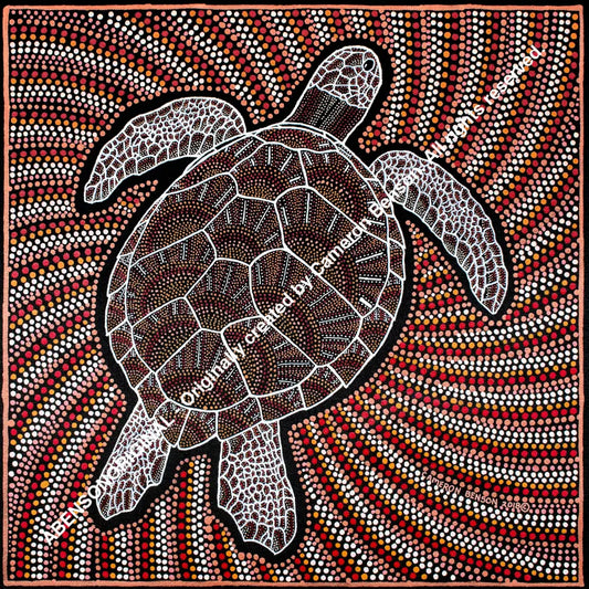 086 Sea Turtle Metallic Cotton Rag Print