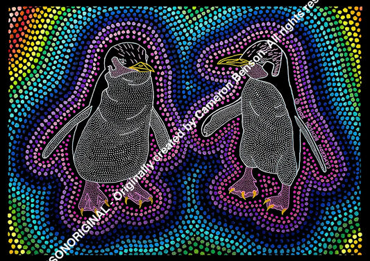 088 Fairy Penguins A4 - Landscape Print