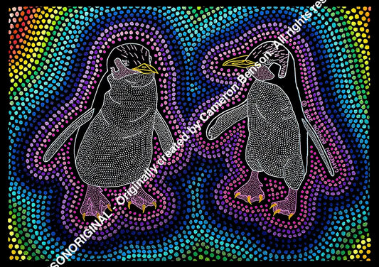 088 Fairy Penguins Cotton Rag Print