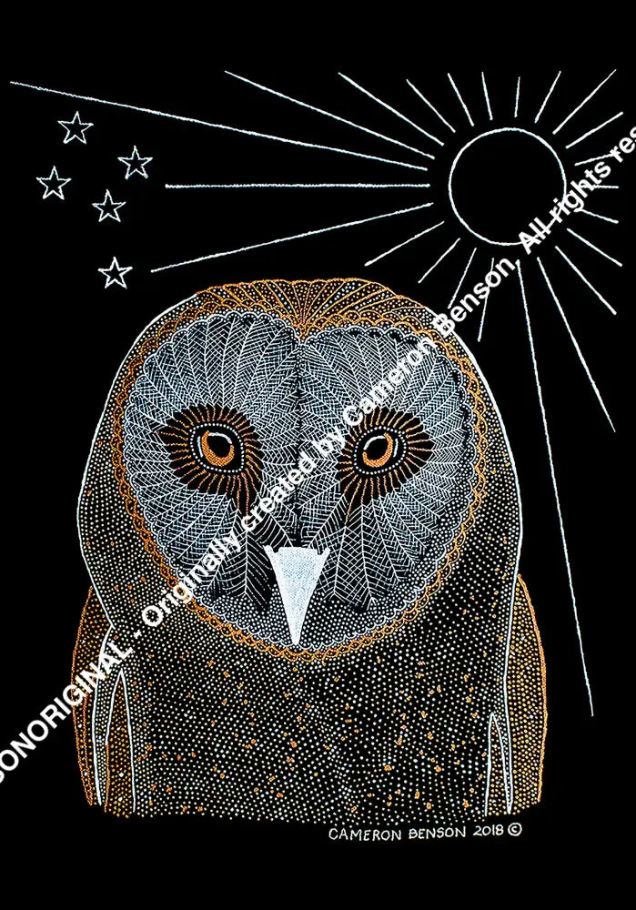 092 Owl Cotton Rag Print