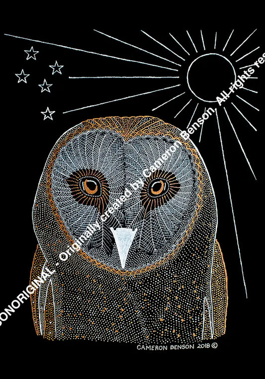 092 Owl Cotton Rag Print