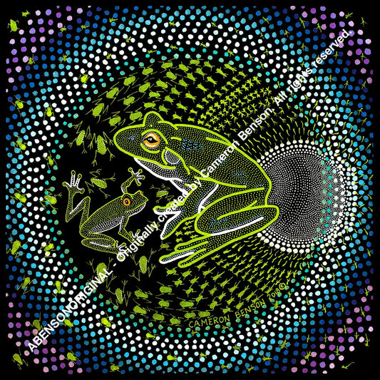 093 Green Tree Frog Glass Coaster