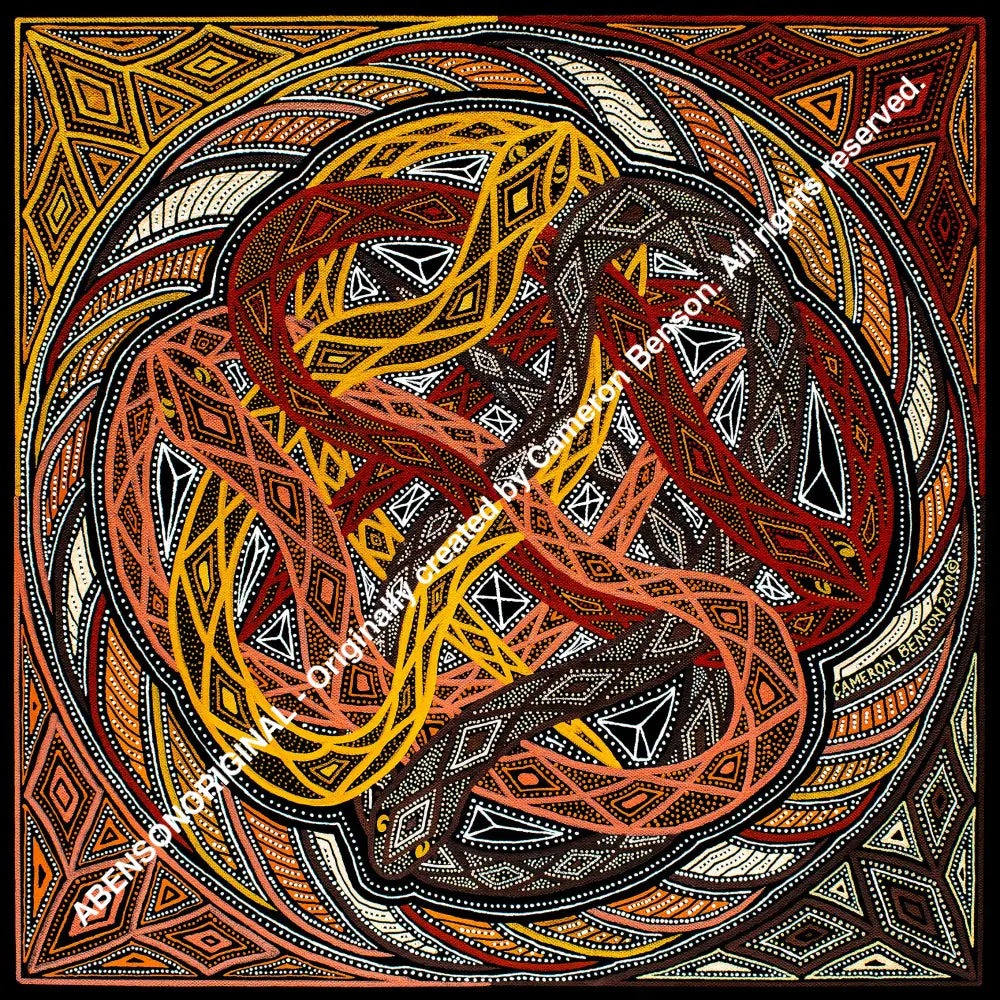 096 Four Snakes Glass Coaster