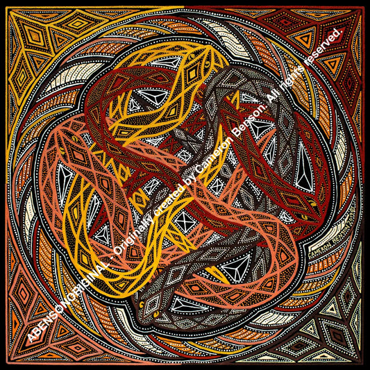 096 Four Snakes Glass Coaster