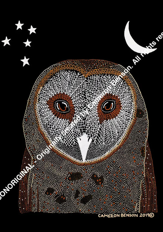098 Owl Cotton Rag Print