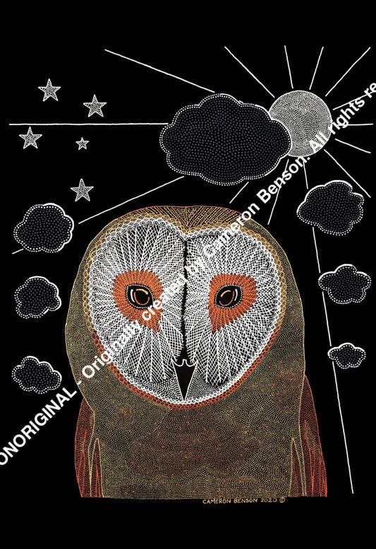 111 Owl Cotton Rag Print