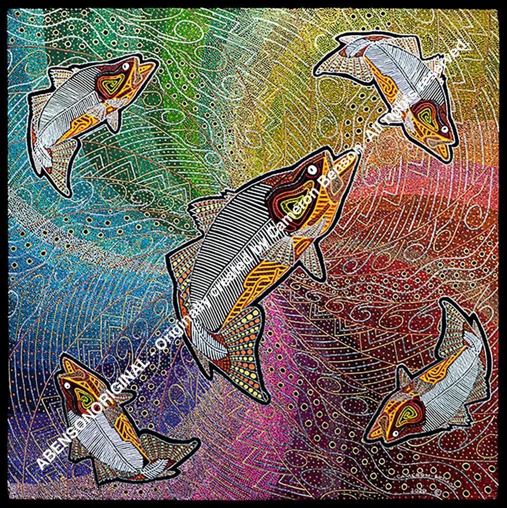113 Five Fish In A Rainbow Water Hole Long Sleeve Tee