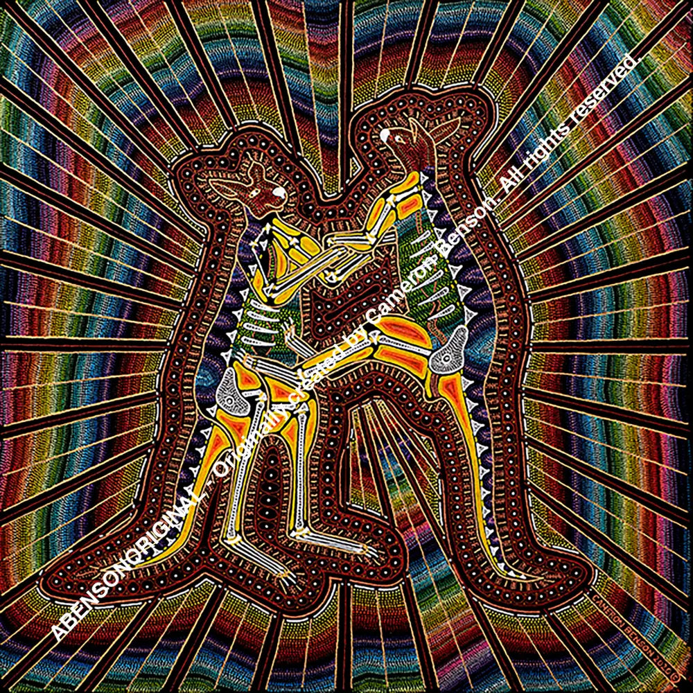 120 Fighting Kangaroos 50cm x 50cm Canvas Print
