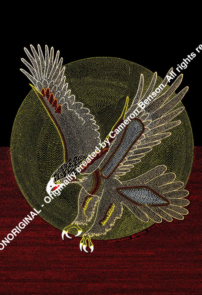 122 Eagle With Flag A4 - Portrait Print