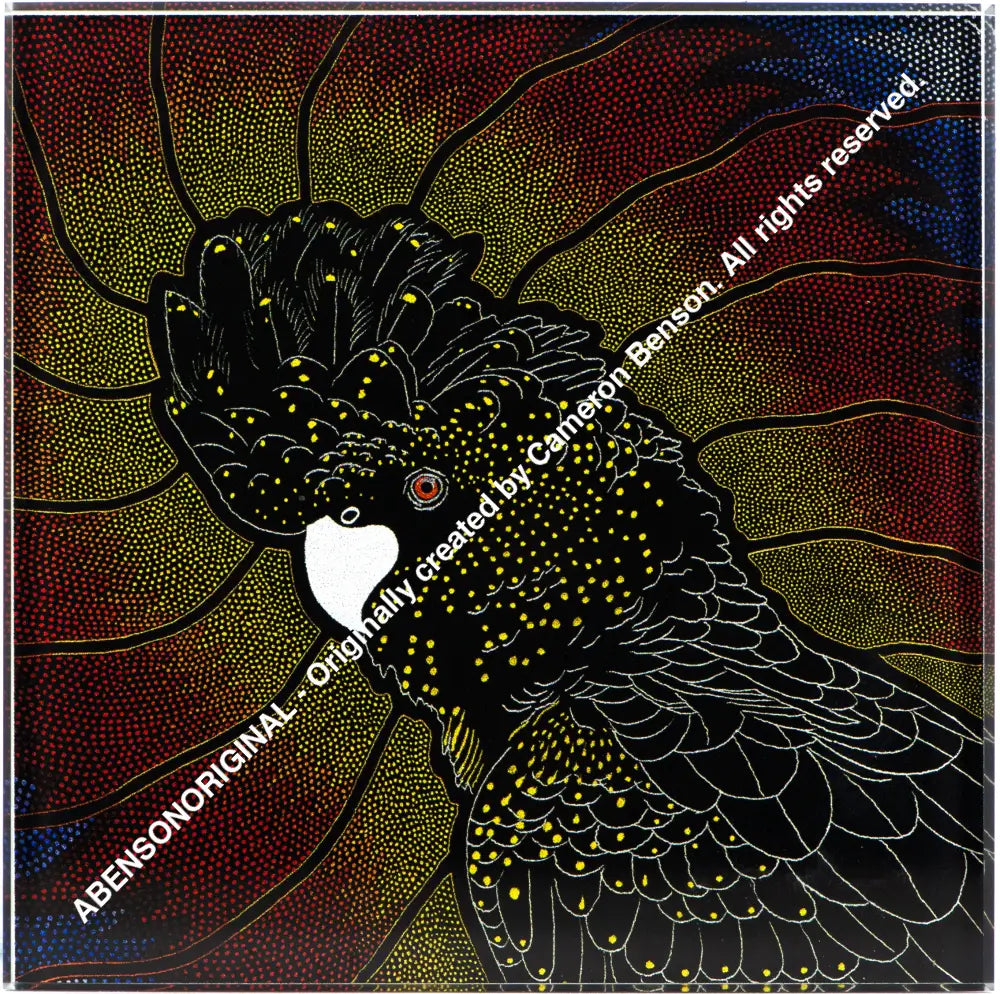 132 Black Cockatoo Glass Coaster