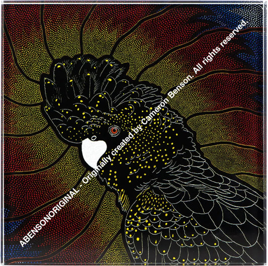 132 Black Cockatoo Glass Coaster